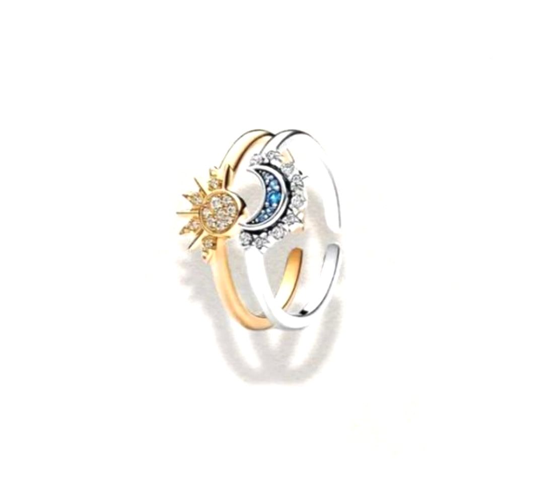 Anello coppia regolabile sole luna acciaio