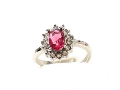Anello regolabile pietra centrale e ziconi acciaio