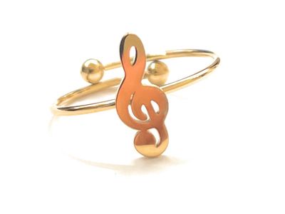Anello regolabile a fascia chiave di sol acciaio