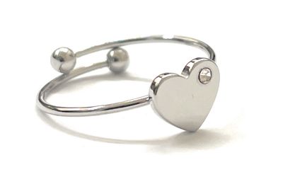 Anello regolabile a fascia cuore acciaio