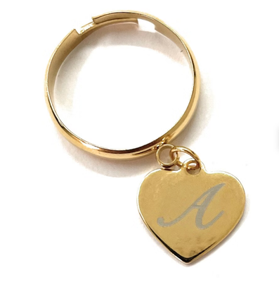Anello regolabile Iniziale incisione personalizzata acciaio