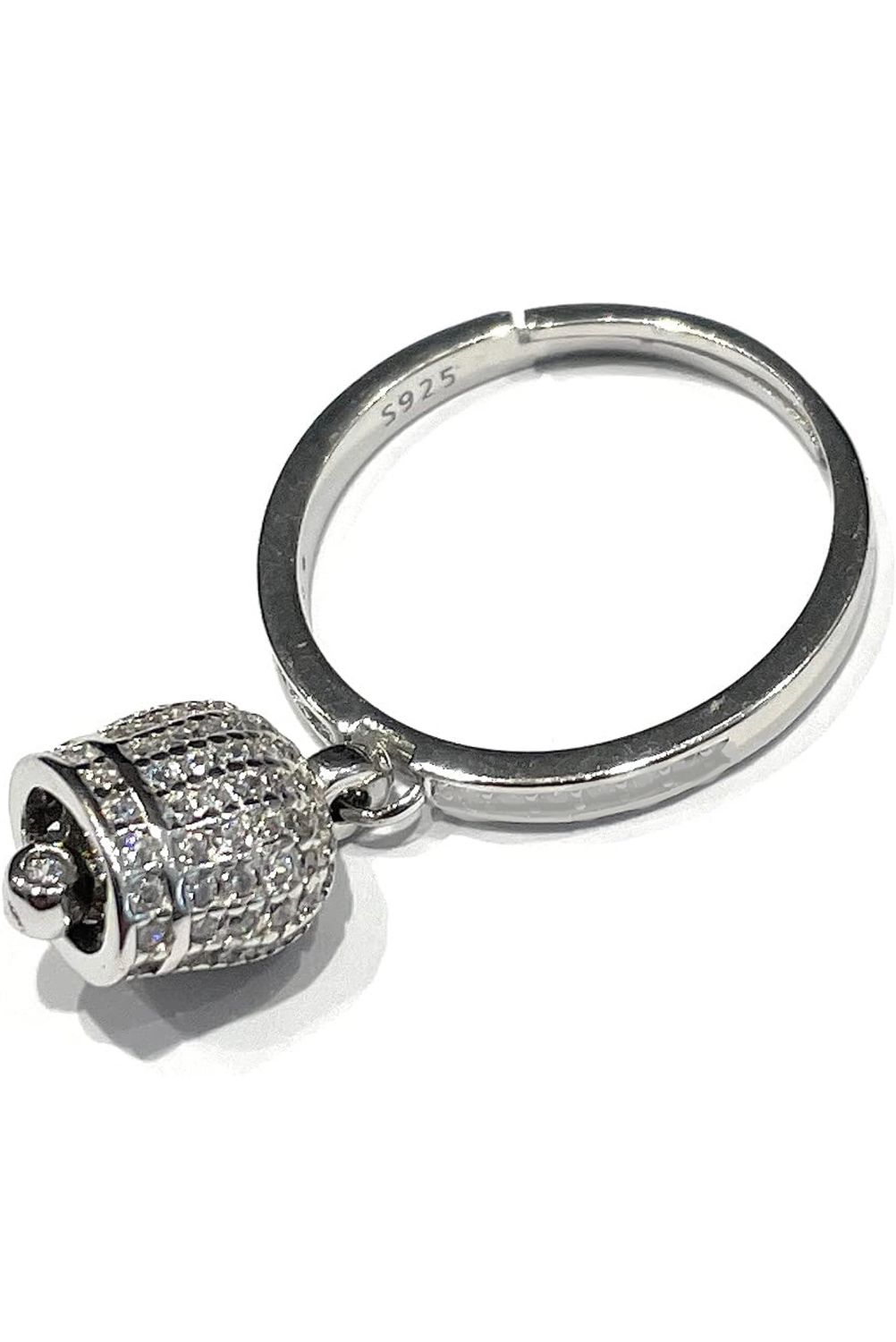 Anello regolabile campanella placcato oro bianco argento 925‰