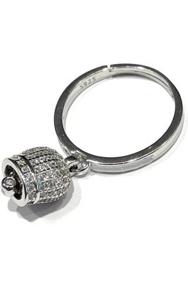 Anello regolabile campanella placcato oro bianco argento 925‰