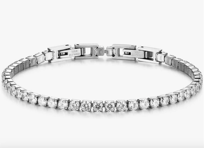 Bracciale tennis bianco spessore 3 MM cristalli acciaio
