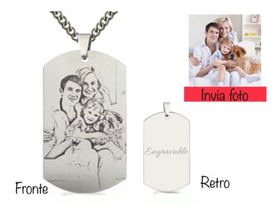 Collana Personalizzata rettangolare Incisione Acciaio