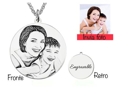 Collana Personalizzata tondo Incisione Acciaio