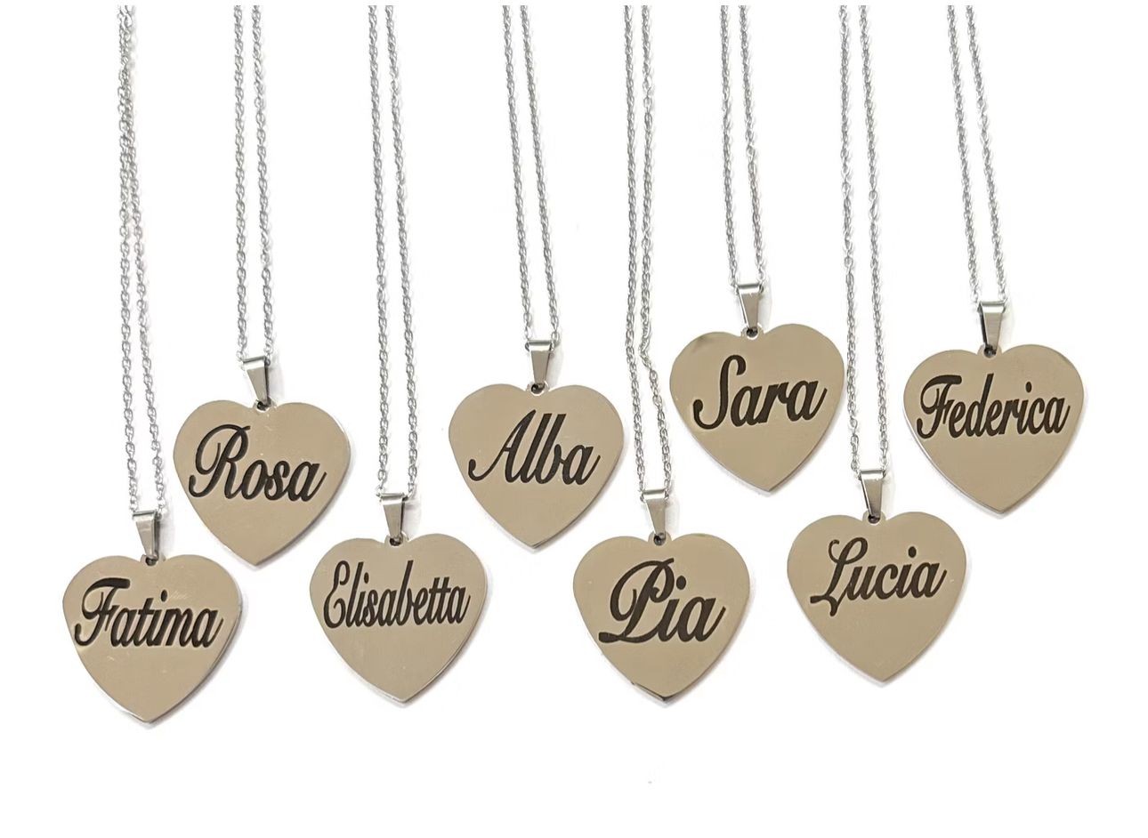 Collana Personalizzata cuori Nomi acciaio