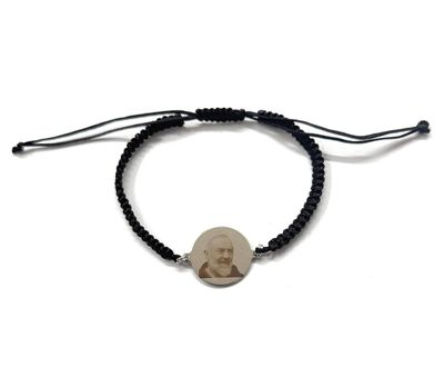 Bracciale Religioso Padre Pio filo intreccio Incisione a Laser