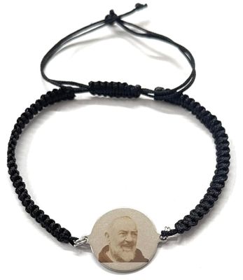 Bracciale Religioso Padre Pio filo intreccio Incisione a Laser
