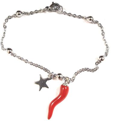 Bracciale catena acciaio corno e stella