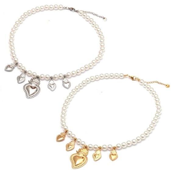 Collana perle e cuore sacro