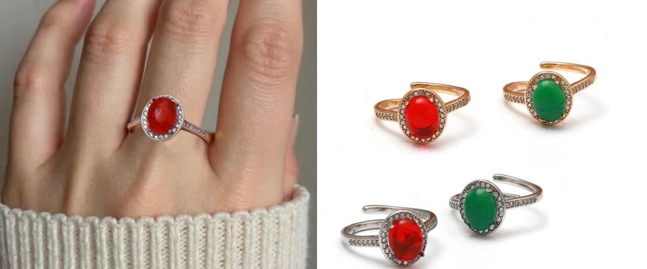 Anello pietra zirconi regolabile acciaio