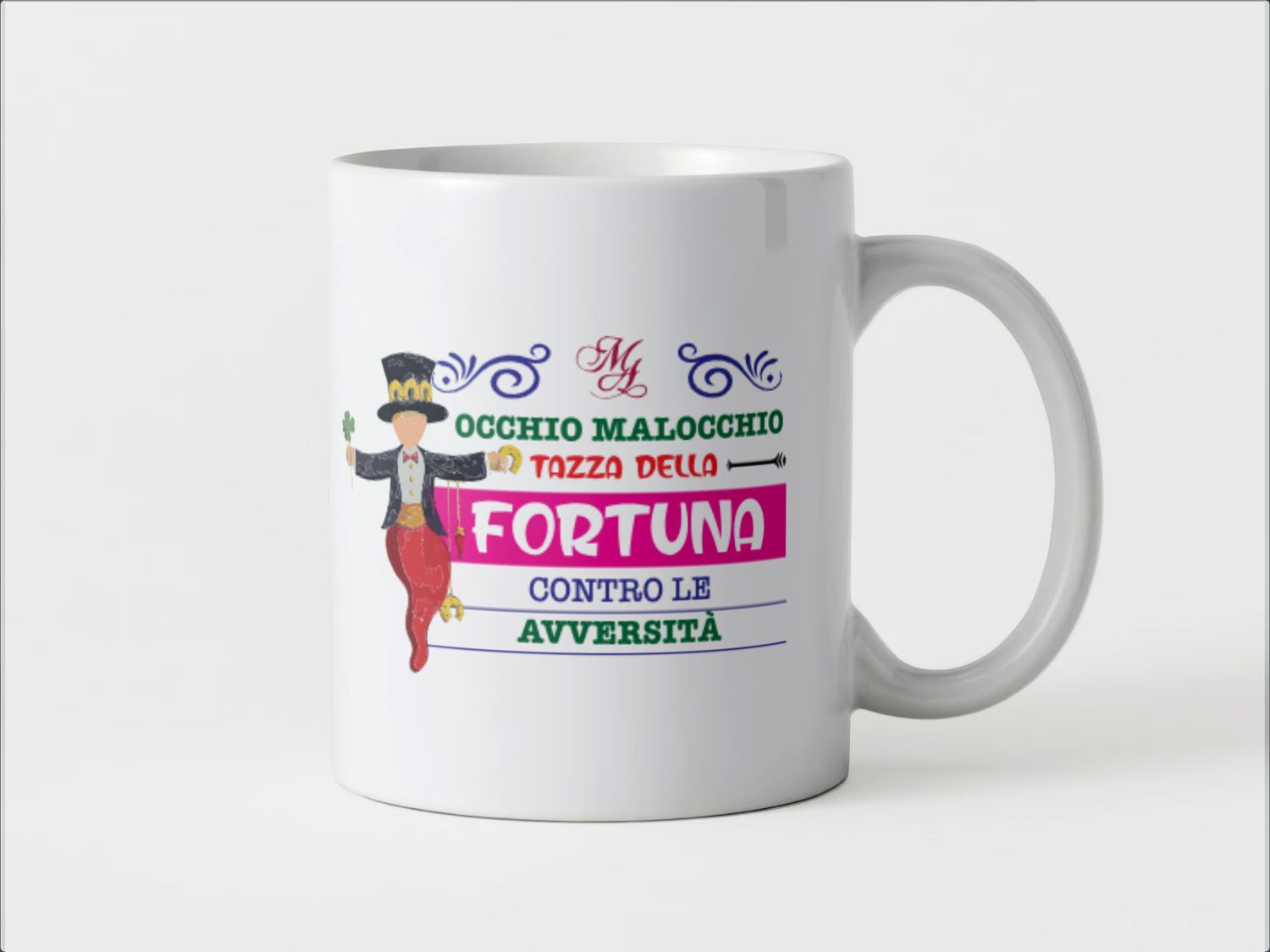 Tazza speciale ceramica Corno portafortuna regalo originale