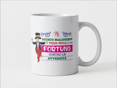 Tazza speciale ceramica Corno portafortuna regalo originale