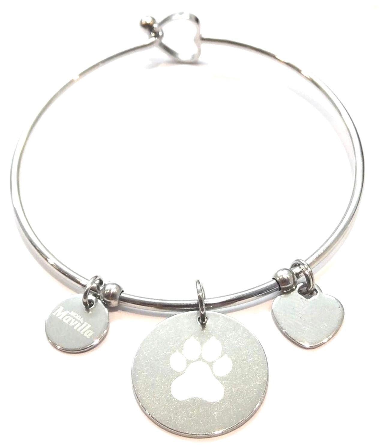 Bracciale rigido zampa cane acciaio