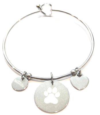 Bracciale rigido zampa cane acciaio