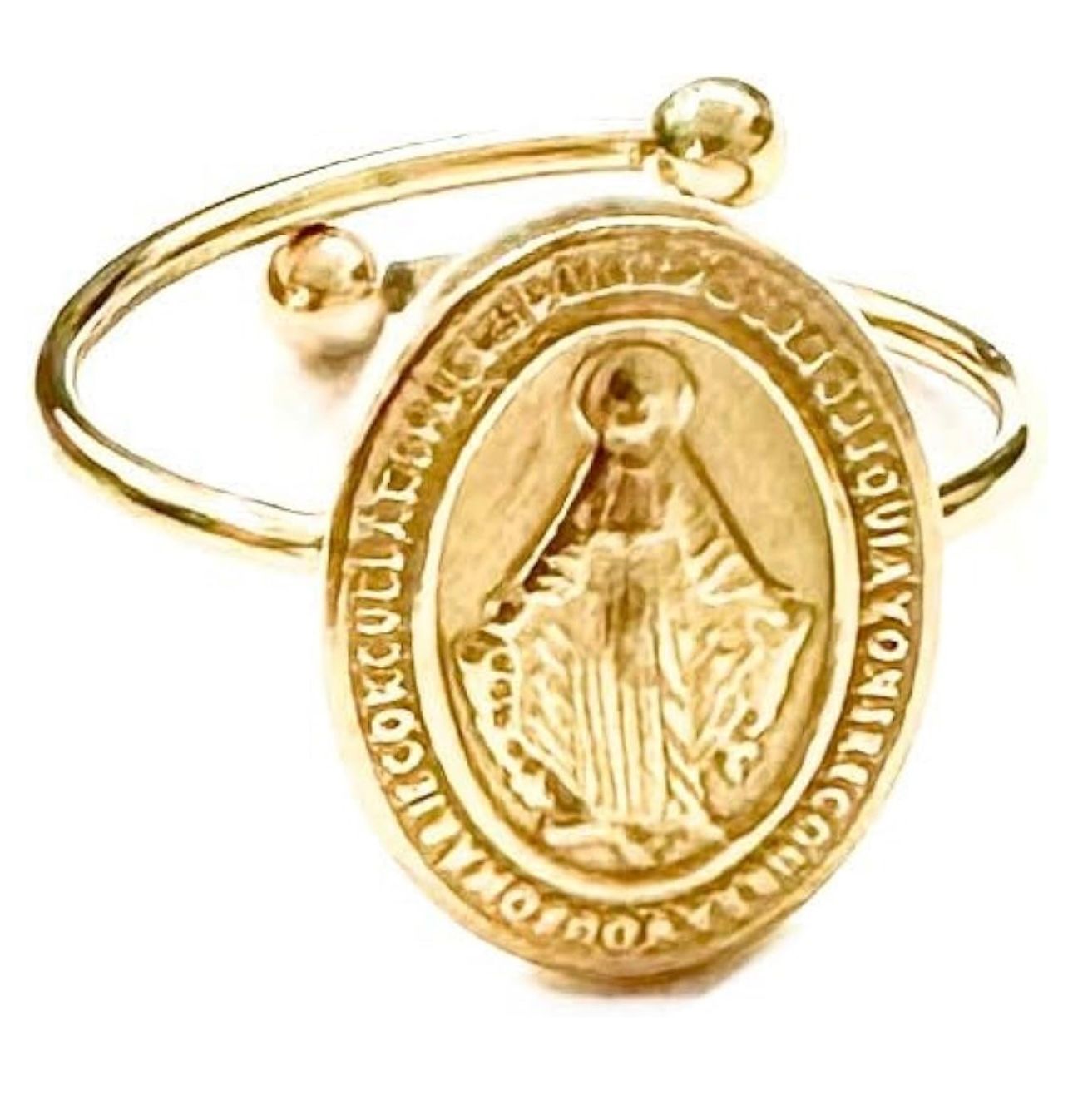 Anello regolabile madonnina miracolosa acciaio