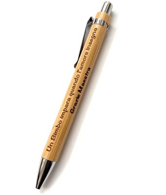 Penna sfera bambù Maestra con dedica incisa