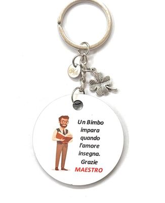 Portachiavi legno Maestro con dedica colori