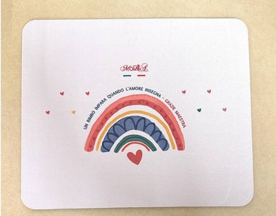 tappetino mouse maestra con dedica colori