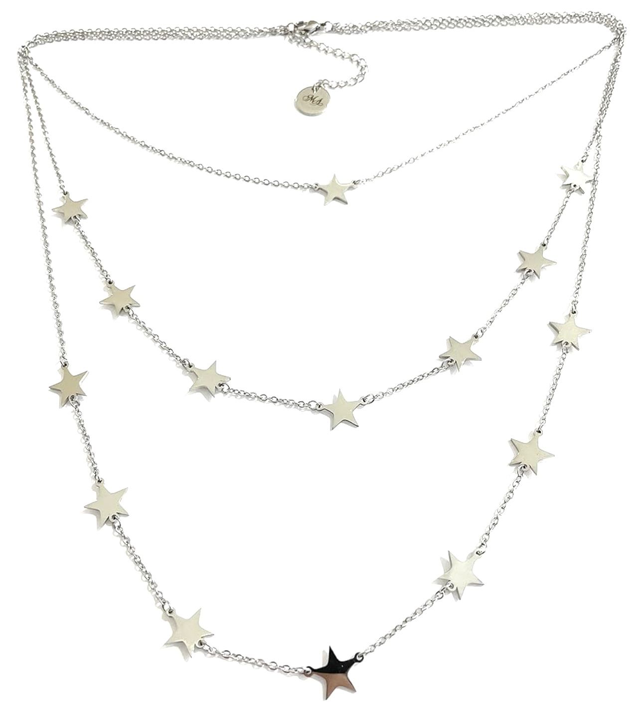 Collana stelle tre fili acciaio regolabile