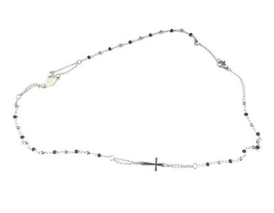 Rosario religione cattolica argento e nero sfere 3mm