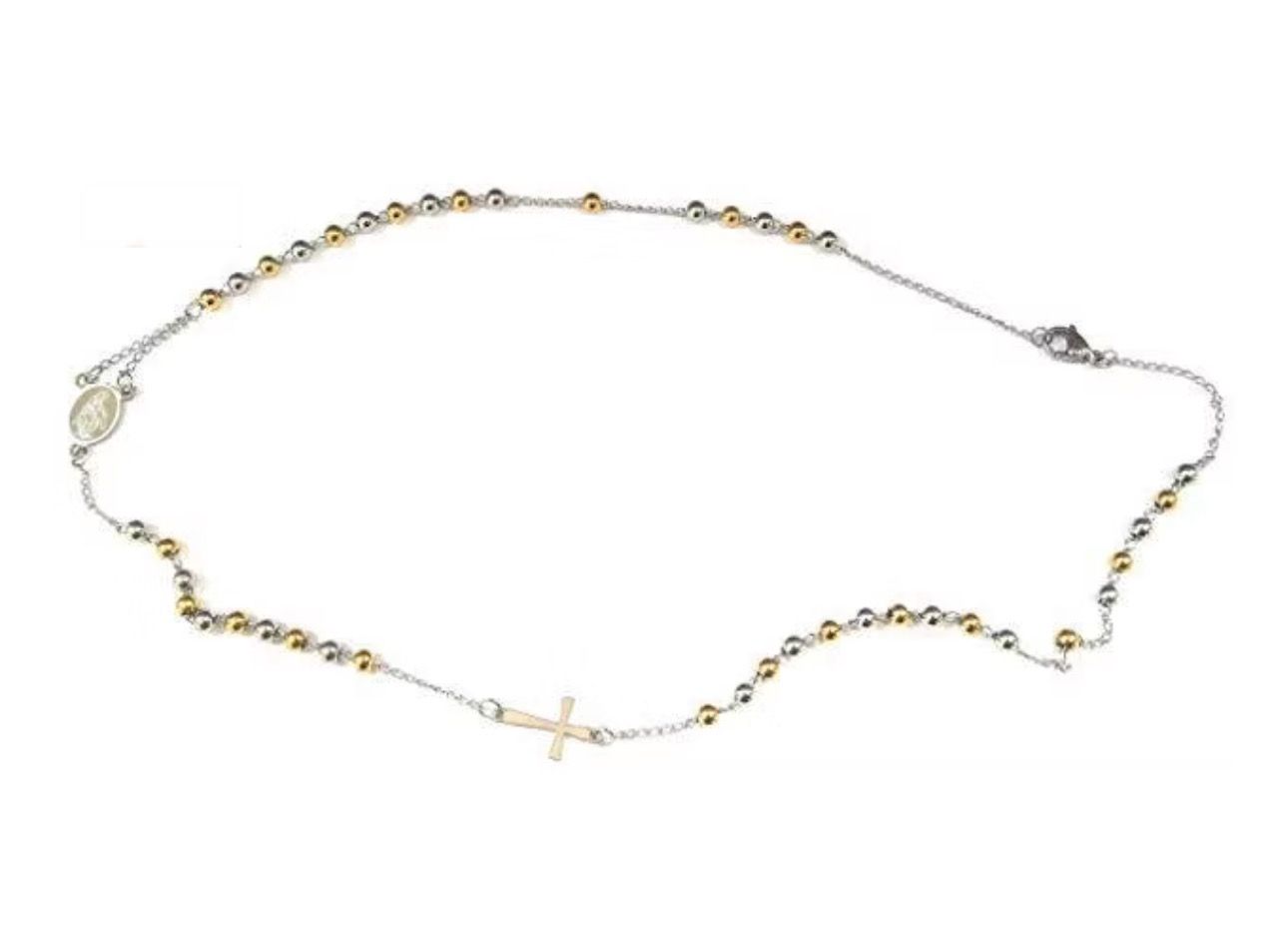 Rosario religione cattolica argento e oro sfere 3mm