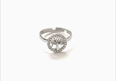 Anello regolabile fascia albero vita zirconi acciaio