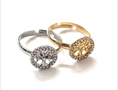 Anello regolabile fascia albero vita zirconi acciaio