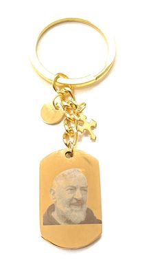 Portachiavi acciaio Padre pio