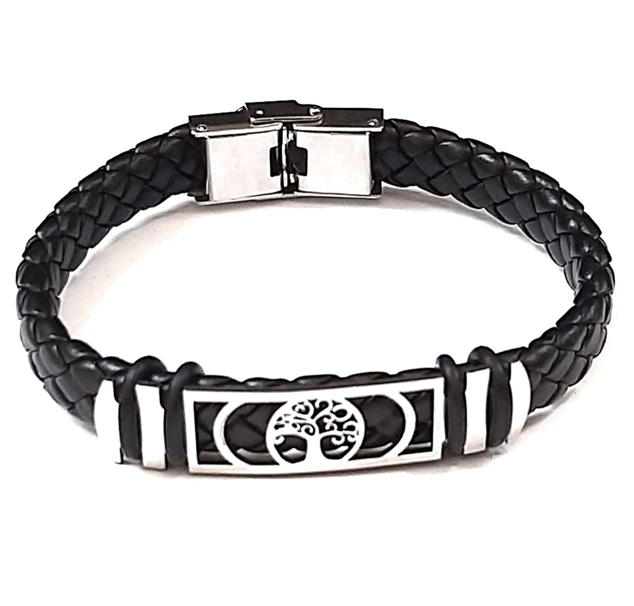 Bracciale Caucciù Albero della Vita acciaio