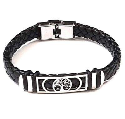 Bracciale Caucciù Albero della Vita acciaio