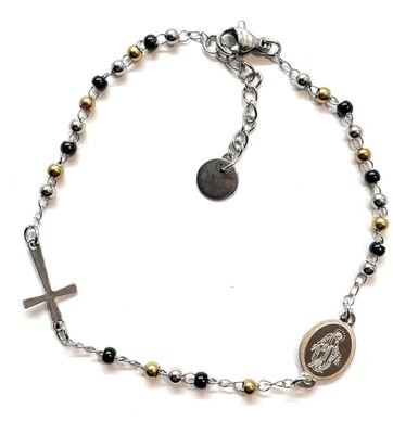 Bracciale Rosario religione cattolica tre colori sfere 3mm