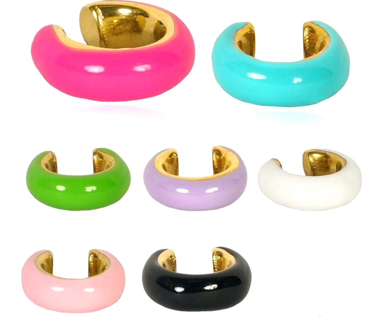 Orecchino Ear cuff colorati regolabile acciaio
