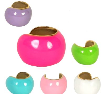 Orecchino Ear cuff bombati colorati regolabile acciaio