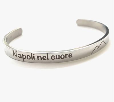 Bracciale Napoli nel cuore aperto acciaio