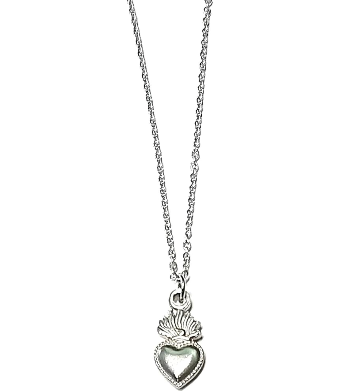 Collana acciaio cuore sacro