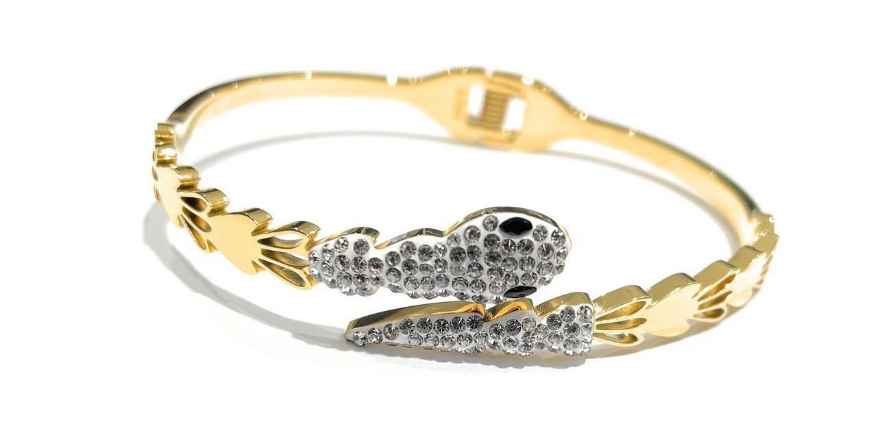 Bracciale acciaio Serpente zirconi
