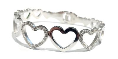 Bracciale acciaio cuore zirconi