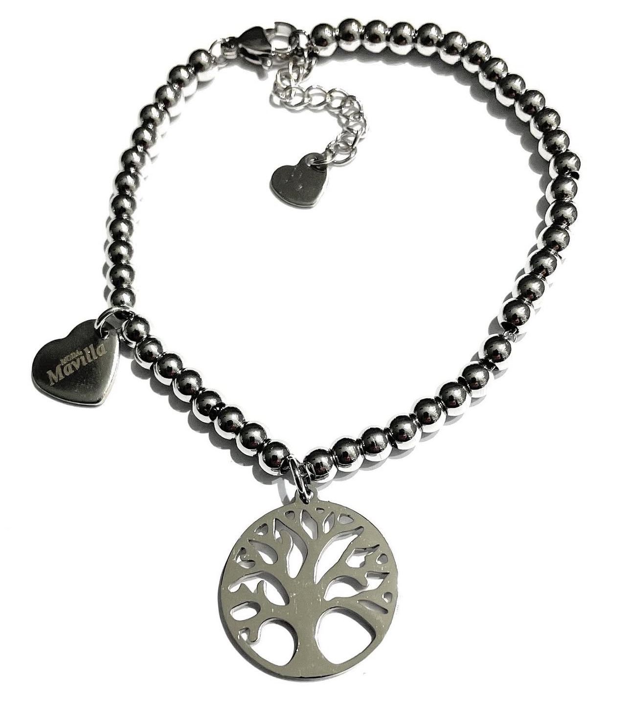 Bracciale acciaio albero della vita regolabile