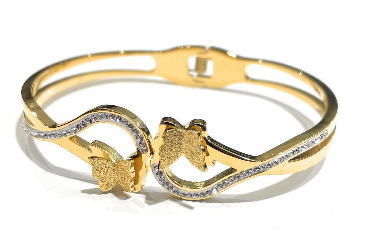 Bracciale acciaio farfalle zirconi