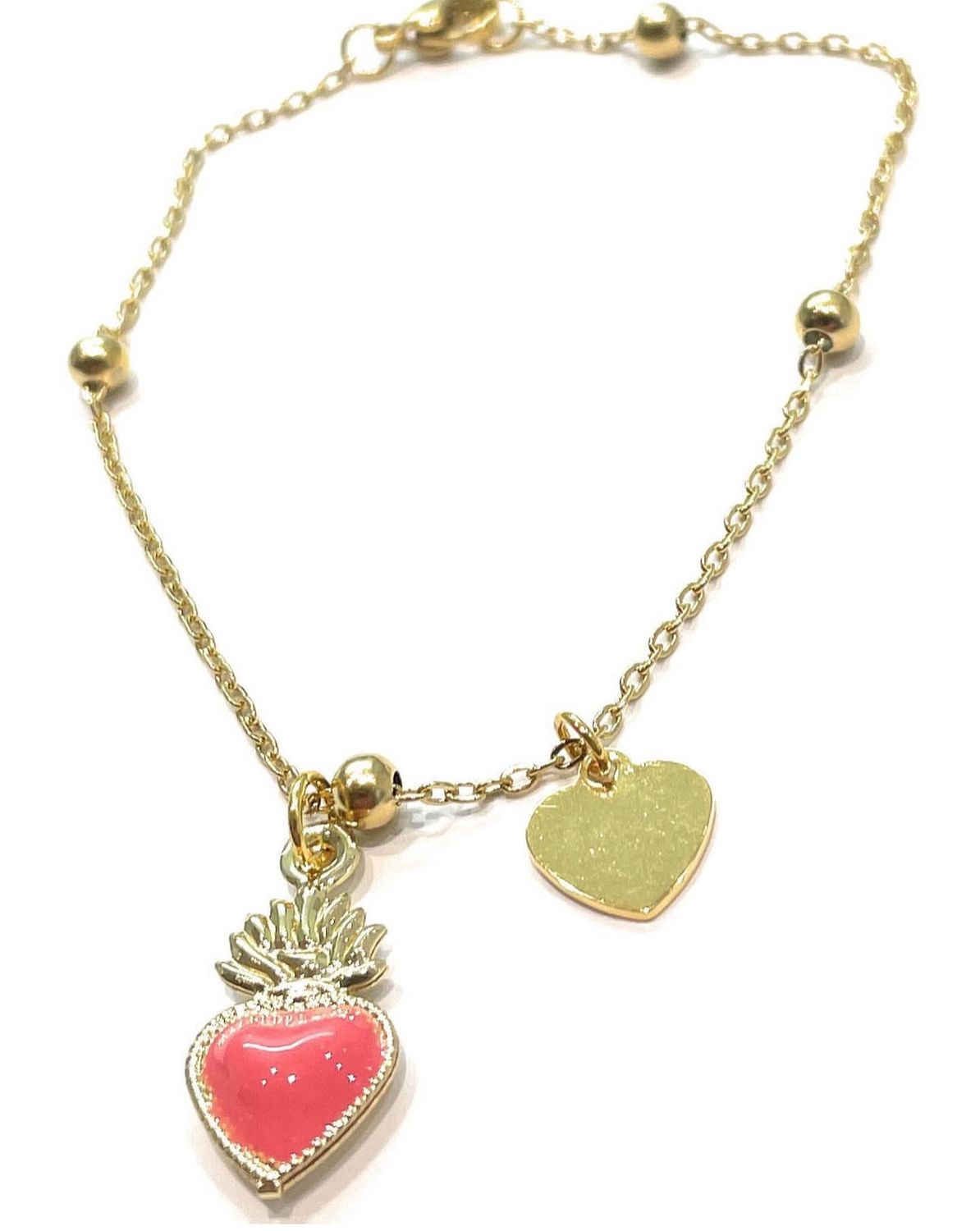 Bracciale acciaio cuore sacro regolabile