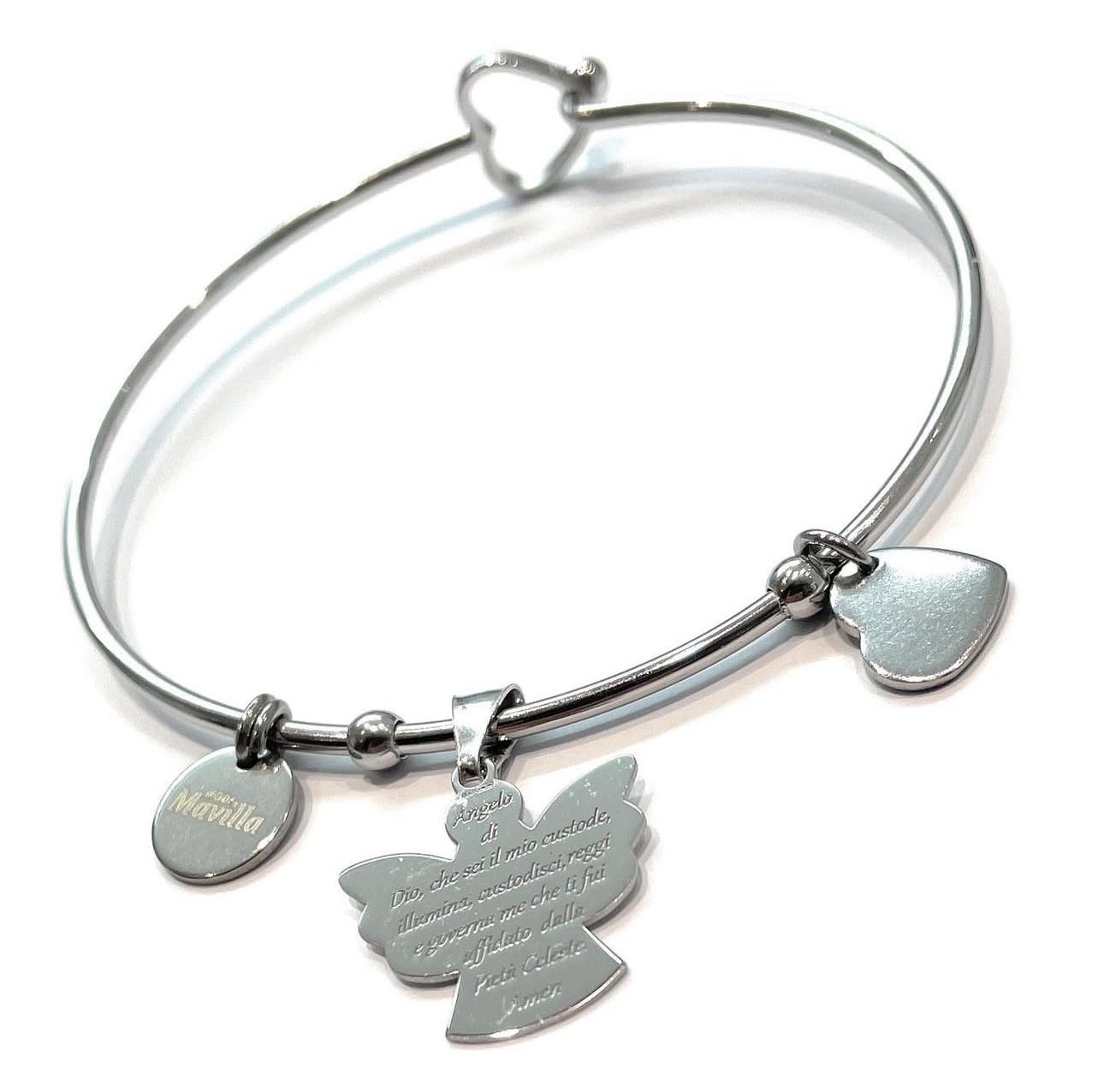 Bracciale acciaio angelo e preghiera