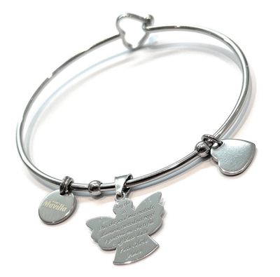 Bracciale acciaio angelo e preghiera