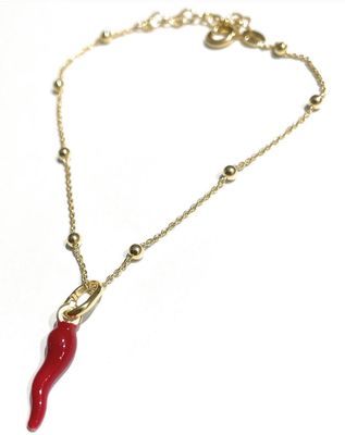 Bracciale catena acciaio corno rosso