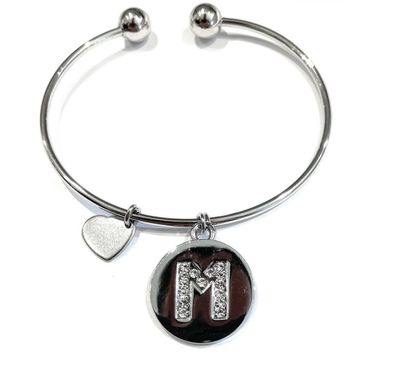 Bracciale acciaio lettera zirconi regolabile