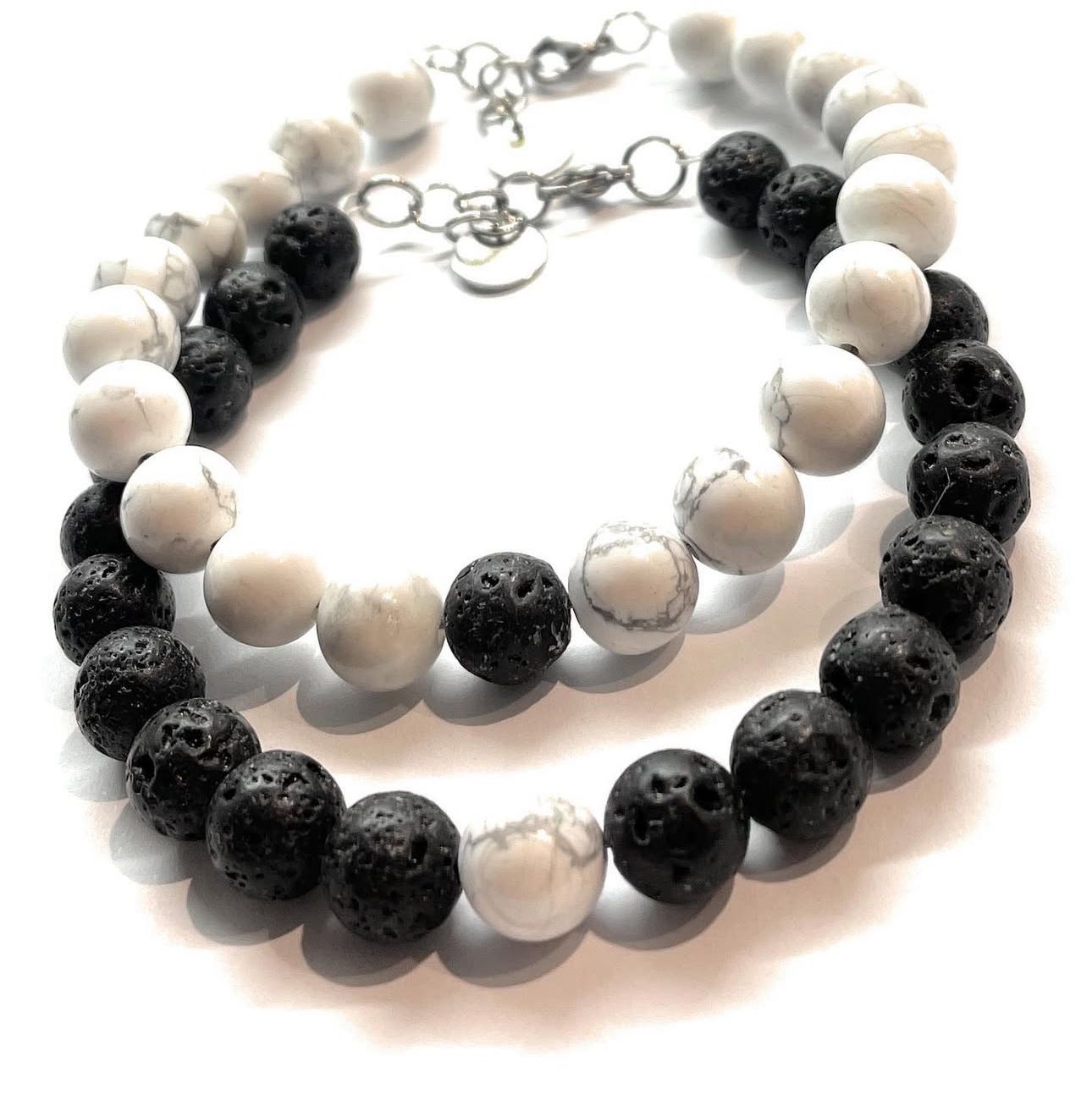 Bracciale coppia distanza pietre naturali regolabile