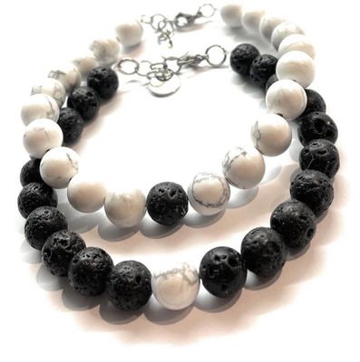 Bracciale coppia distanza pietre naturali regolabile