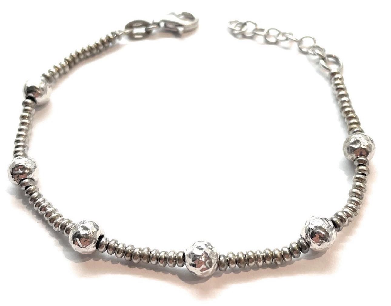 Bracciale argento 925 sfere regolabile