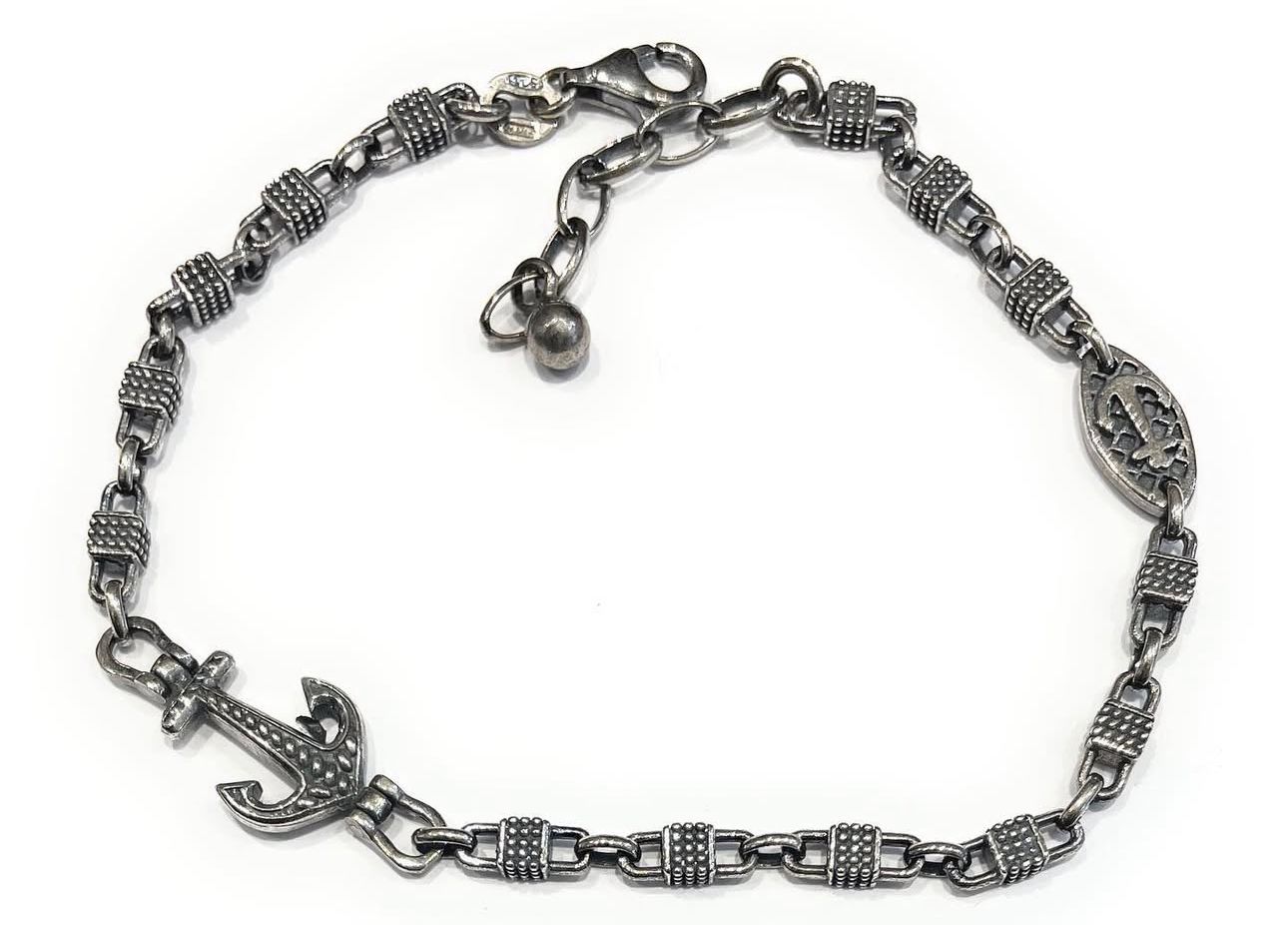 Bracciale argento 925 ancora bronzato regolabile